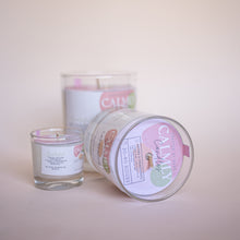 Load image into Gallery viewer, Calmly candles crafted by hand soy wax fragrance candles. 100% essential oil lavender soy candles in 3 sizes, 30cl, 20cl and 4cl. Hand poured in Surrey, UK. Vegan and cruelty free. 100% cotton wick. Calming candles for anxiety
